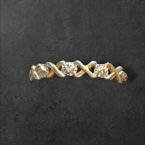 10K Gold Diamond Infinity XOXO Band Ring Size 6.25 Stackable Estate